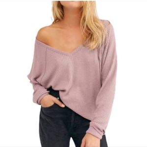 Free people we the free santa clara thermal v neck shirt Maeve sz S